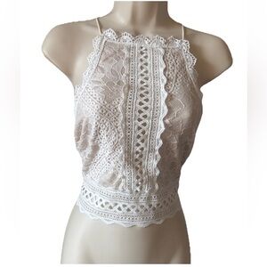 Windsor White Lace Crochet Halter Camisole
